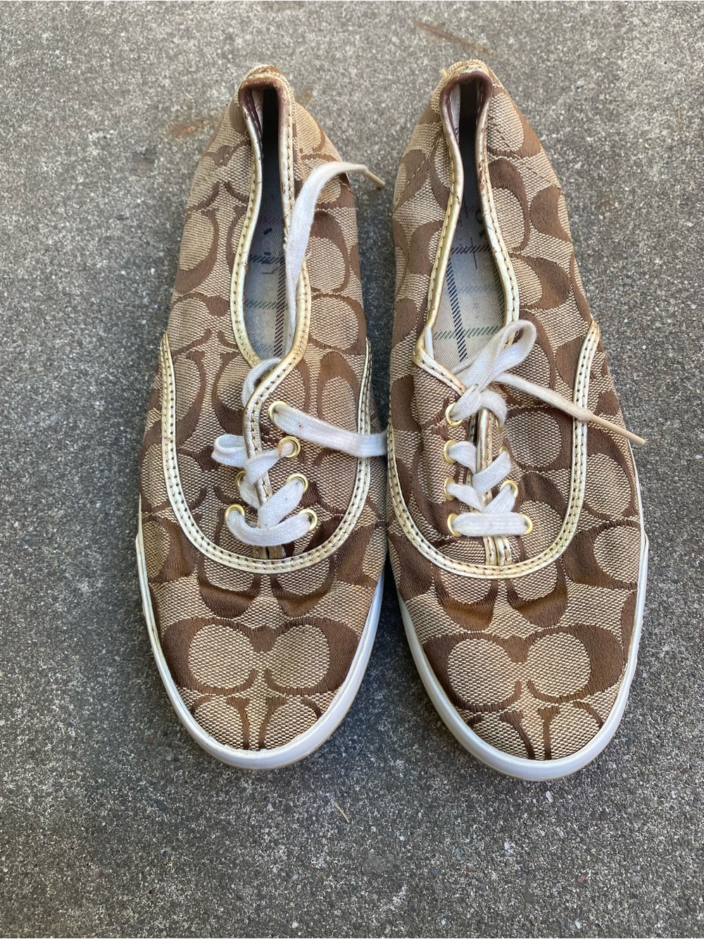 Coach Signature Audrina Canvas Logo Beige Brown Women's flats size 5 1/2 B